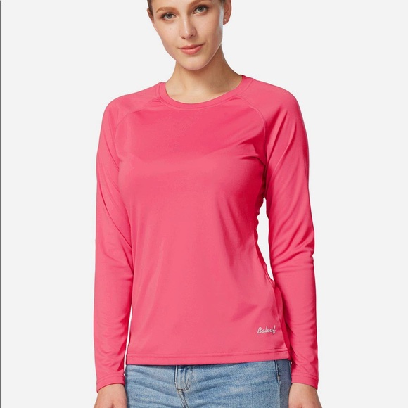 Baleaf Coral Pink Triumph UPF50+ Crew Neck Active Sun Shirt - Picture 1 of 9